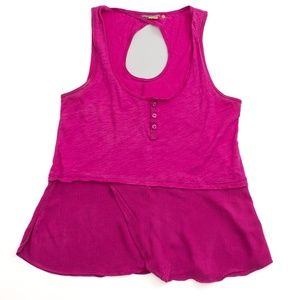 ANTHROPOLOGIE Hot pink button Henley Tank Top Size S